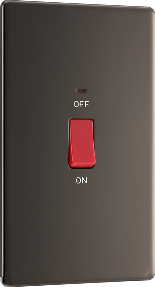 BG FBN72 Nexus Screwless Flat-Plate Cooker Switch Black Nickel Neon 2 Way 45A by British General (BG-FBN72)