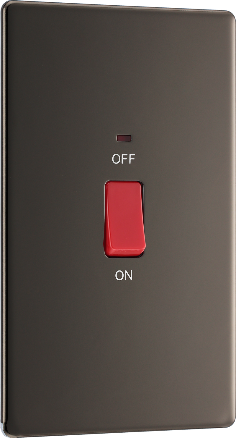 BG FBN72 Nexus Screwless Flat-Plate Cooker Switch Black Nickel Neon 2 Way 45A
