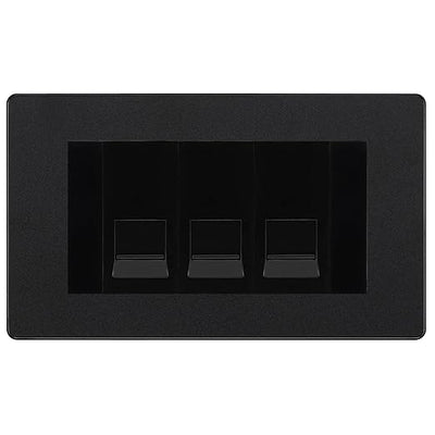 BG Evolve Matt Black 3 Gang IDC Secondary Telephone Socket - Black Insert