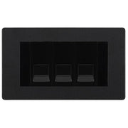 BG Evolve Matt Black 3 Gang IDC Secondary Telephone Socket - Black Insert by British General (BG-PCDMBBTS3B)