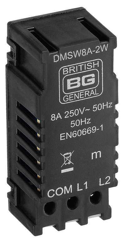 BG Electrical DMSW8A-2W Moulded 2 Way 8A Replacement Push On-Off Switch Dummy Dimmer Module