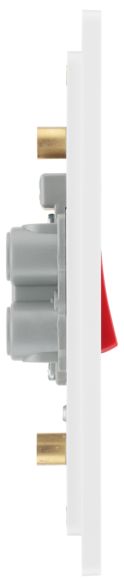 BG PCDBS72W Brushed Steel Evolve 45A 2 Pole Large Plate LED Switch - White Insert