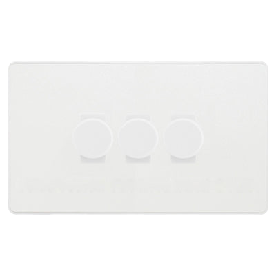 BG Evolve Pearlescent White 3 Gang Custom Grid Dimmer Switch PCDCL83W by British General (Evolve-PW-CUSTOM-3GANG-3xDIMMER)