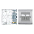 BG Nexus Brushed Steel 2 Gang RJ45 Double Data Outlet NBSRJ452 with 35mm Steel Back Box