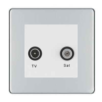 BG Screwless Polished Chrome TV & Satellite Socket FPCTVSATW by British General (BG-FPCTVSATW)