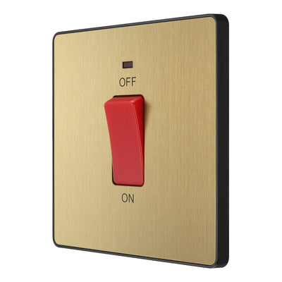 BG Evolve Satin Brass 45A DP Single Plate + Neon PCDSB74B with 25mm Steel Back Box