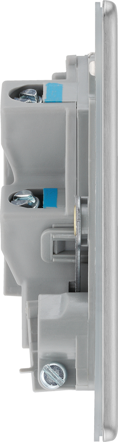 BG Electrical FBS54 Nexus Screwless Flat-Plate Unswitched Fused Connection Spur Unit Brushed Steel 13A