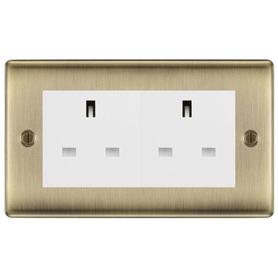 BG Nexus Antique Brass 4 Gang 13A Unswitched Socket - NAB4GUSSW by British General (BG-NAB4GUSSW)