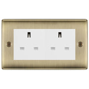 BG Nexus Antique Brass 4 Gang 13A Unswitched Socket - NAB4GUSSW by British General (BG-NAB4GUSSW)