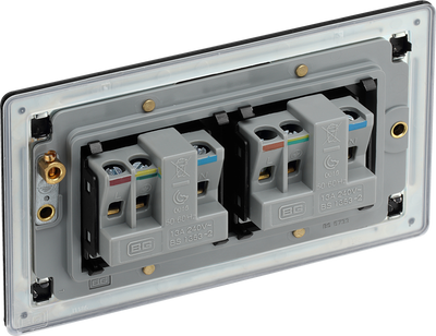 BG Nexus Matt Black Double Unswitche FFB24B Black Insert 13 Amp by British General (BG-FFB24B)