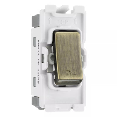 BG RRWDISAB Antique Brass 20 Amp DP Appliance Grid Switch Labelled Waste Disposal by British General (BG-RRWDISAB+RAB30)