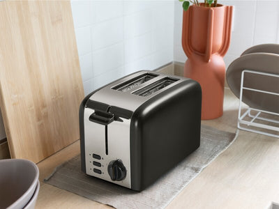 2 Slice Toaster (Chelmsford / THT-8016A) in Black & Polished Steel - UK Plug
