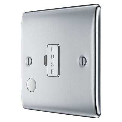 BG Nexus Polished Chrome 13A Unswitched Spur + Cable Outlet NPC55 with 35mm Steel Back Box