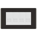 BG Screwless Black Nickel 4 Gang RJ11 Telephone Socket Euro Module - White Insert