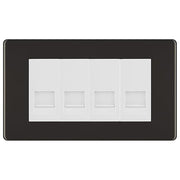 BG Screwless Black Nickel 4 Gang RJ11 Telephone Socket Euro Module - White Insert by British General (BG-FBNRJ114W)