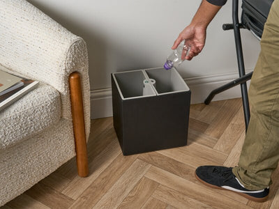 Corby Highland Rectangular Dual Recycling Bin in Black PU Leather with Plastic Inserts