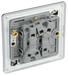  FBN42 Back - This Screwless Flat plate black nickel finish 20A 16AX double light switch from British General can operate 2 different lights whilst the 2 way switching allows a second switch to be added to the circuit to operate the same light from another location (e.g. at the top and bottom of the stairs).