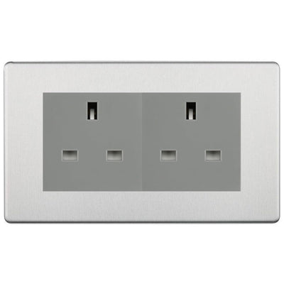 BG Screwless Brushed Steel 4 Gang 13A Unswitched Socket - FBS4GUSSG by British General (BG-FBS4GUSSG)
