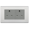 BG Screwless Brushed Steel 4 Gang 13A Unswitched Socket - FBS4GUSSG