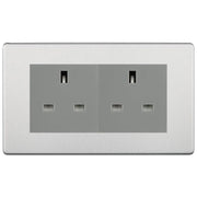 BG Screwless Brushed Steel 4 Gang 13A Unswitched Socket - FBS4GUSSG by British General (BG-FBS4GUSSG)