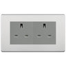 BG Screwless Brushed Steel 4 Gang 13A Unswitched Socket - FBS4GUSSG by British General (BG-FBS4GUSSG)