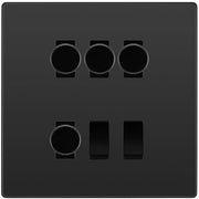 BG Evolve Black Chrome 6 Gang Switch 4x Trailing Edge LED Dimmer, 1x Intermediate, 1x 2-Way Switch by British General (BG-Evolve-BC-6G-4x-Dimmer-1x-INT-1x-2Way)
