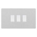 BG Evolve Brushed Steel 3 Gang Light Switch 2x Intermediate 1x 2 Way Custom Grid Switch