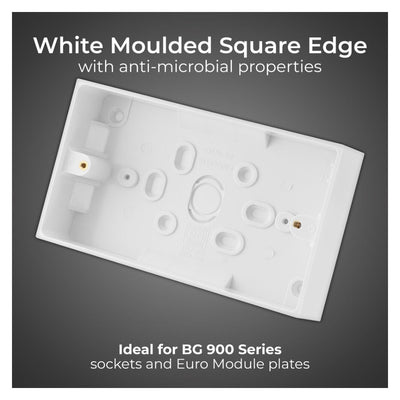 BG 902 Moulded Square Edge | White | 32mm | 2 Gang Surface Pattress