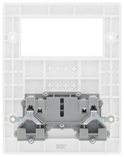 BG 822EM4 Rounded Edge | White | 2 Gang 4 Module Euro Module Combination Plate by British General (BG-822EM4)