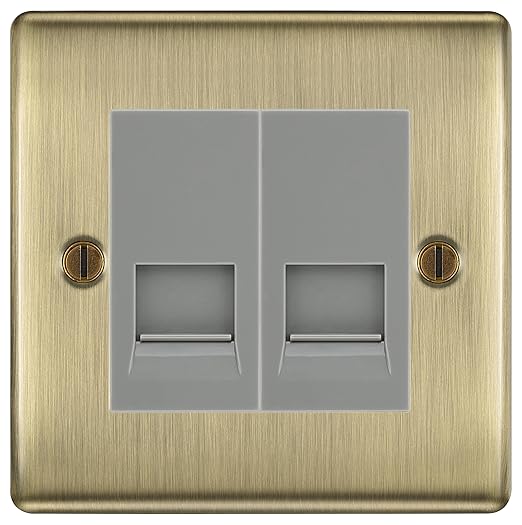 Old Rj Socket BG Nexus Antique Brass Double RJ11 Telephone Socket NABRJ...