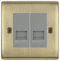 BG Nexus Antique Brass Double RJ11 Telephone Socket NABRJ112 - Grey Insert