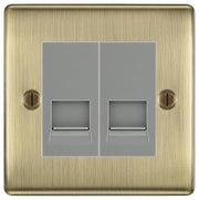 BG Nexus Antique Brass Double RJ11 Telephone Socket NABRJ112 - Grey Insert by British General (BG-NABRJ112G)