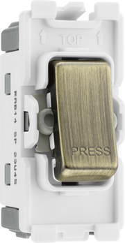 BG RAB14 Nexus Grid Antique Brass 20A 20AX 1 Way 1 Pole Retractive PRESS Switch by British General (BG-RAB14-Shopify-SA_1)