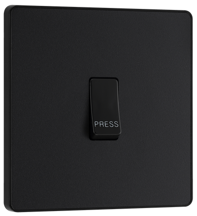 BG Evolve PCDMB14B Matt Black 10AX 1 Way Press Switch-Black Insert