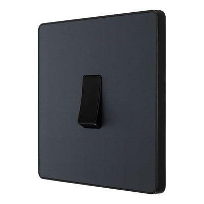 BG Evolve Matt Grey 20A 16AX Single Light Switch PCDMG12B with 25mm Steel Back Box