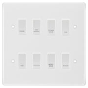 BG White Moulded 8 Gang Custom Labelled Appliance Grid Switch by British General (BG-Nexus-White-Moulded-8G-Appliance)