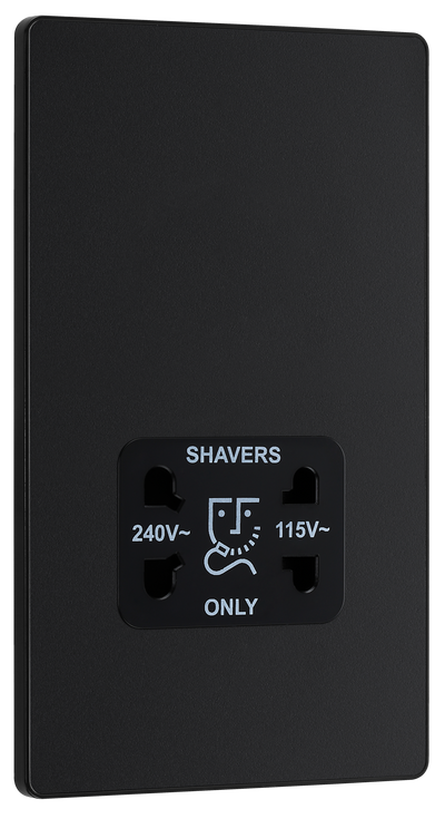 BG Evolve PCDMB20B Matt Black 115-240V Dual Voltage Socket-Black Insert