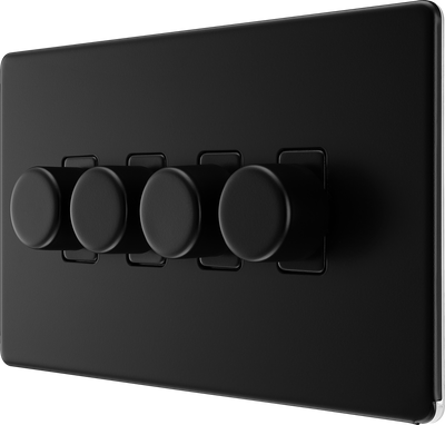 BG Flatplate Screwless Matt Black 4G Dimmer Switch FFB84 by British General (BG-FFB84-1)
