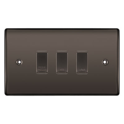 BG Black Nickel 3 Gang Engraved Custom Labelled Appliance Grid Switch