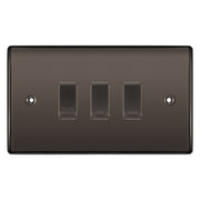 BG Black Nickel 3 Gang Engraved Custom Labelled Appliance Grid Switch