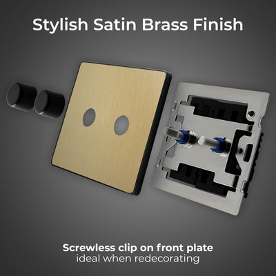 BG Evolve PCDSB82B Satin Brass 2 Gang 200W  Switch-Black Insert