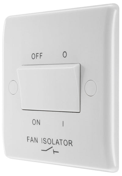 BG 815 Moulded Round Edge | White | 1 Gang 10AX 3 Pole Fan Isolator Switch by British General (BG-815)