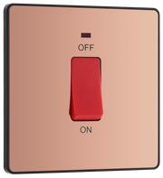 BG Evolve PCDCP74B Polished Copper 45A 2 Pole LED Switch - Black Insert by British General (BG-PCDCP74B-Shopify-SA_1)