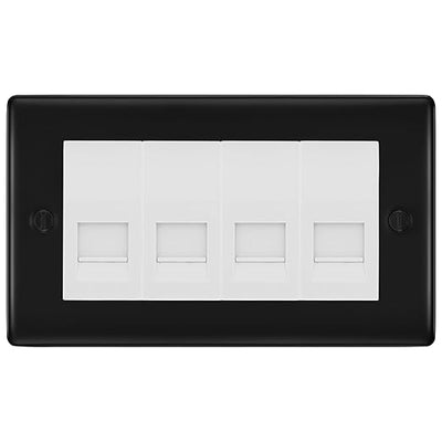 BG Nexus Matt Black 4 Gang IDC Secondary Telephone Socket - White Insert by British General (BG-NFBBTS4W)