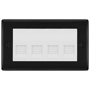 BG Nexus Matt Black 4 Gang IDC Secondary Telephone Socket - White Insert by British General (BG-NFBBTS4W)
