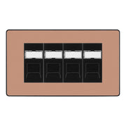 BG Evolve Polished Copper 4 Gang RJ45 Cat6 Data Socket Outlet Black Inserts by British General (BG-PCDCPRJ454B)