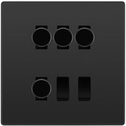 BG Evolve Black Chrome 6 Gang Switch 4x Trailing Edge LED Dimmer 2x 2Way Custom Grid Switch by British General (BG-Evolve-BC-6G-CUSTOM-4x-Dimmer-2x-2WAY)