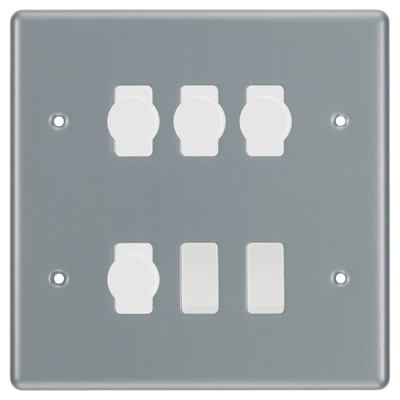 BG Metal Clad 6 Gang Light Switch 4x LED Dimmer 2x 2 Way Custom Switch