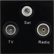 BG EMTVFMSATB Black 2 Module 1x IEC TV 1x IEC Female Radio 1x Satellite Euro Module Screened Outlet by British General (BG-EMTVFMSATB-Shopify-SA_1)