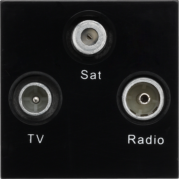 BG EMTVFMSATB Black 2 Module 1x IEC TV 1x IEC Female Radio 1x Satellite Euro Module Screened Outlet